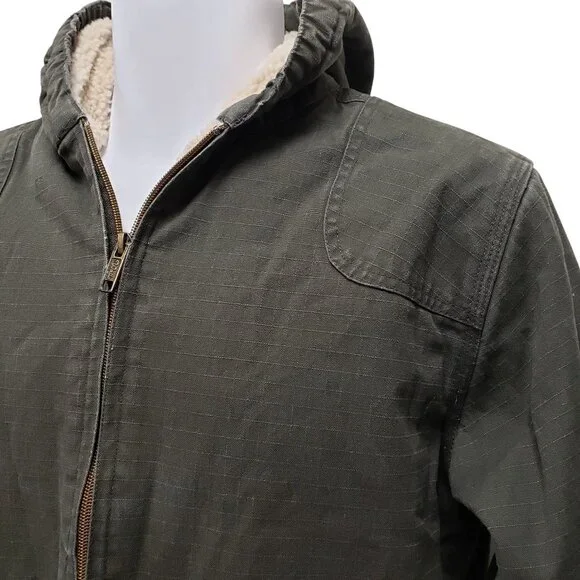 Walls Blizzard Pruf Army Green Canvas Sherpa Lined Coat Size Youth XL 16/18 - Picture 3 of 15